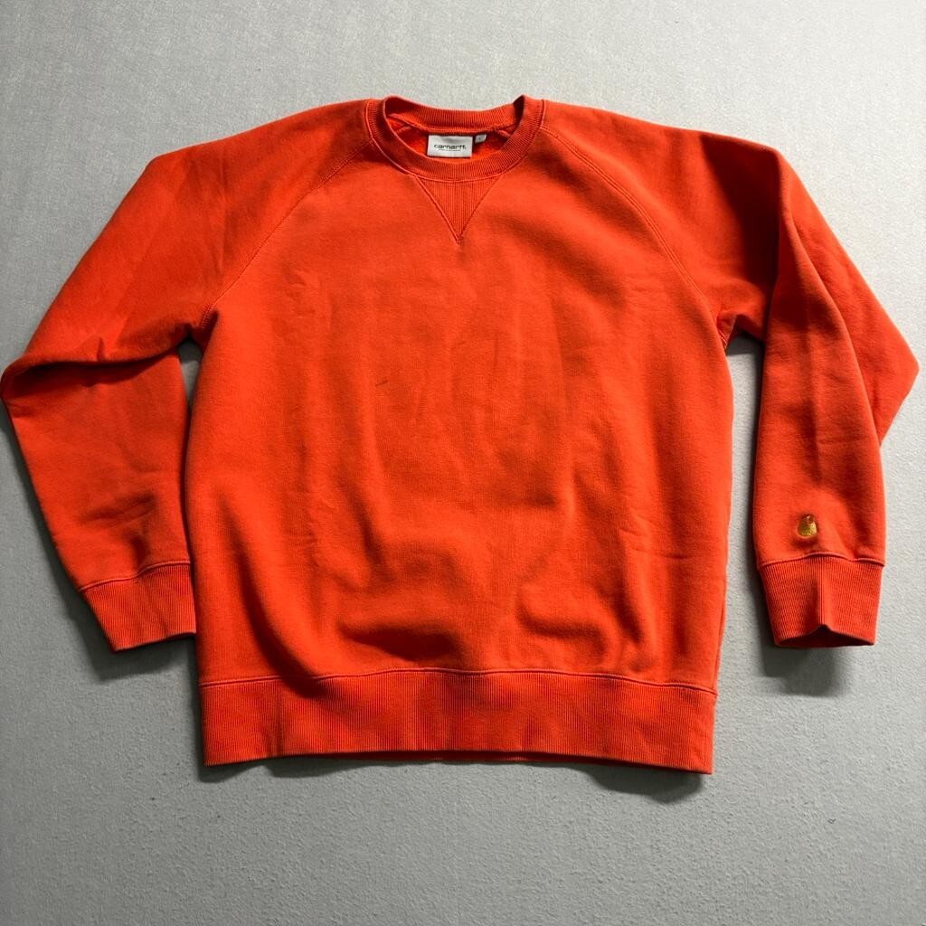 Carhartt WIP Chase Sweatshirt Mens Large Orange Crewneck Pullover Fleece