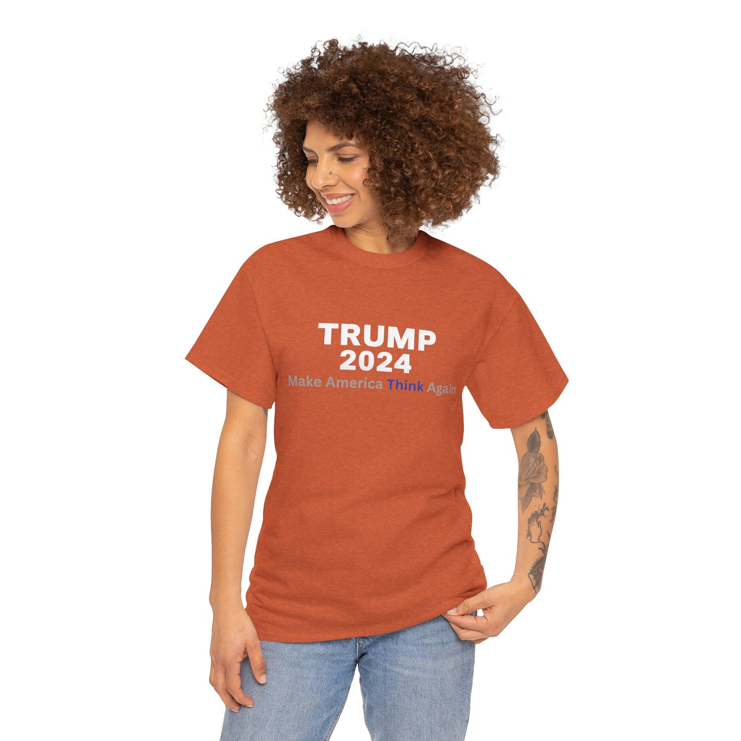 Political Graphic T-Shirt Make America Think Again President Trump