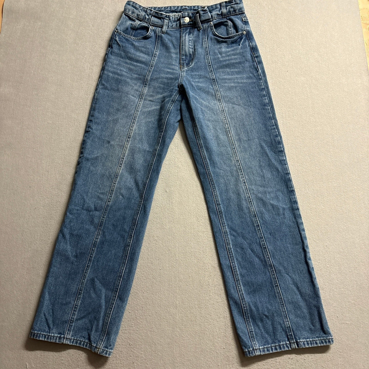 SHEIN Womens Front Seam Straight Leg Denim Jeans Size 28 Blue High Rise