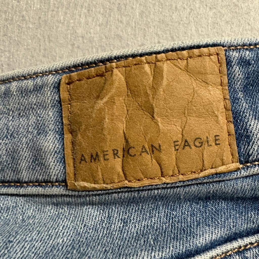 American Eagle Festival Flare Jeans Womens 8 Next Level Stretch Raw Hem Blue