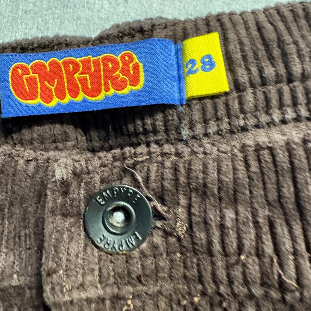 Empyre Relax Corduroy Pants Mens 28 Brown Skate Y2K Distressed Ripped