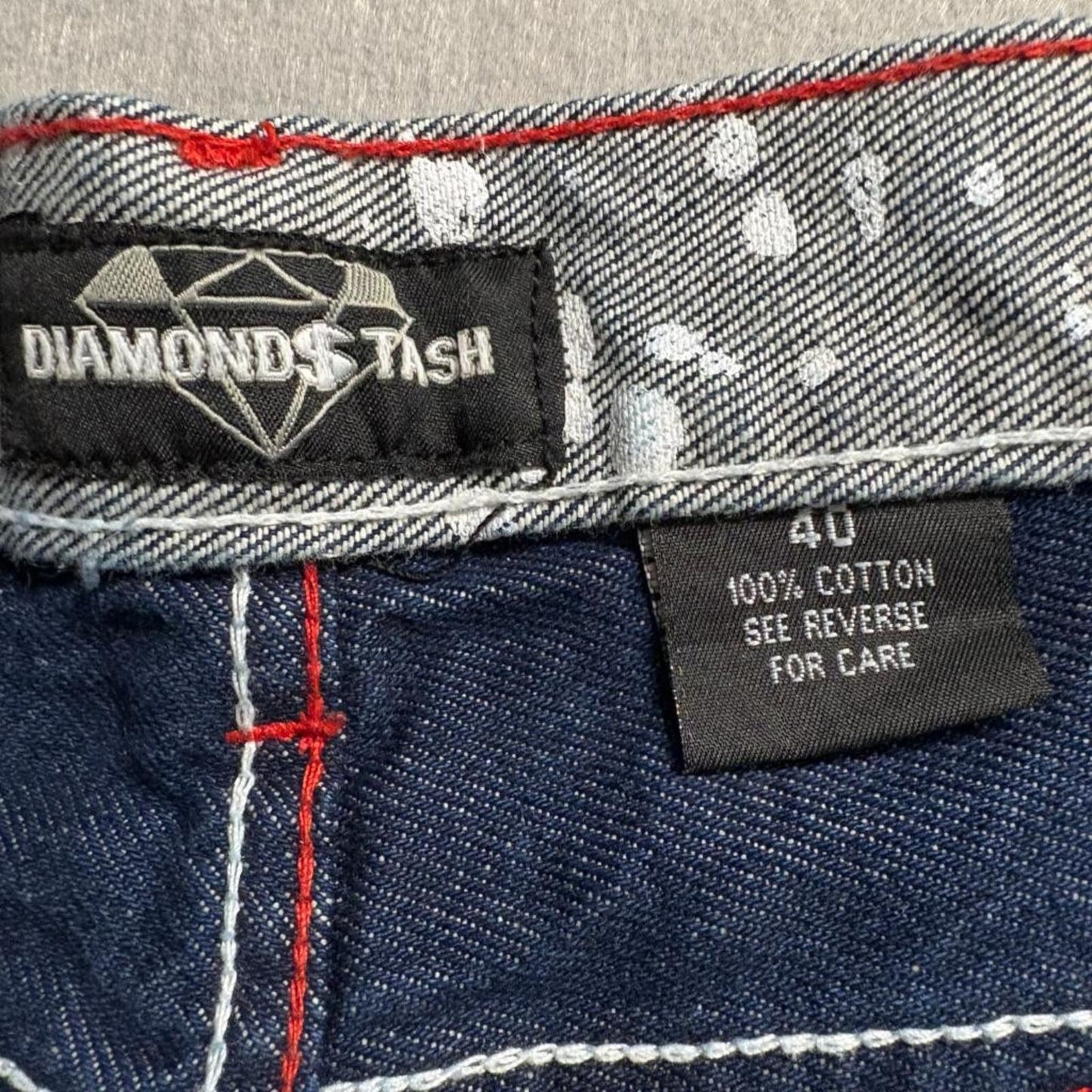 Diamond Stash Mens Jeans Size 40 Gray Acid Bleach Splatter Bull 23 Graphic Denim