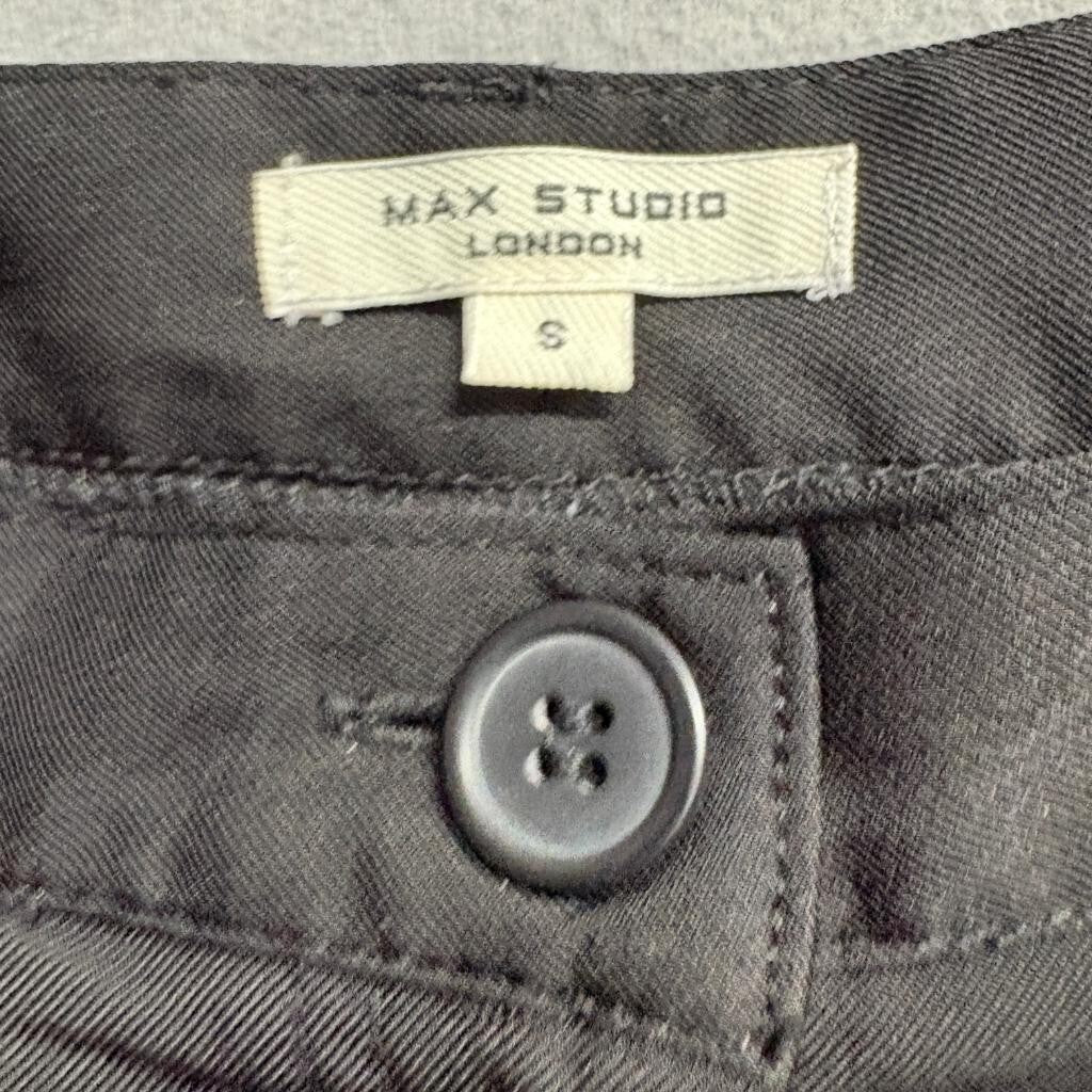Max Studio London Womens Small Black Cargo Pants Elastic Waist Stretch Pockets