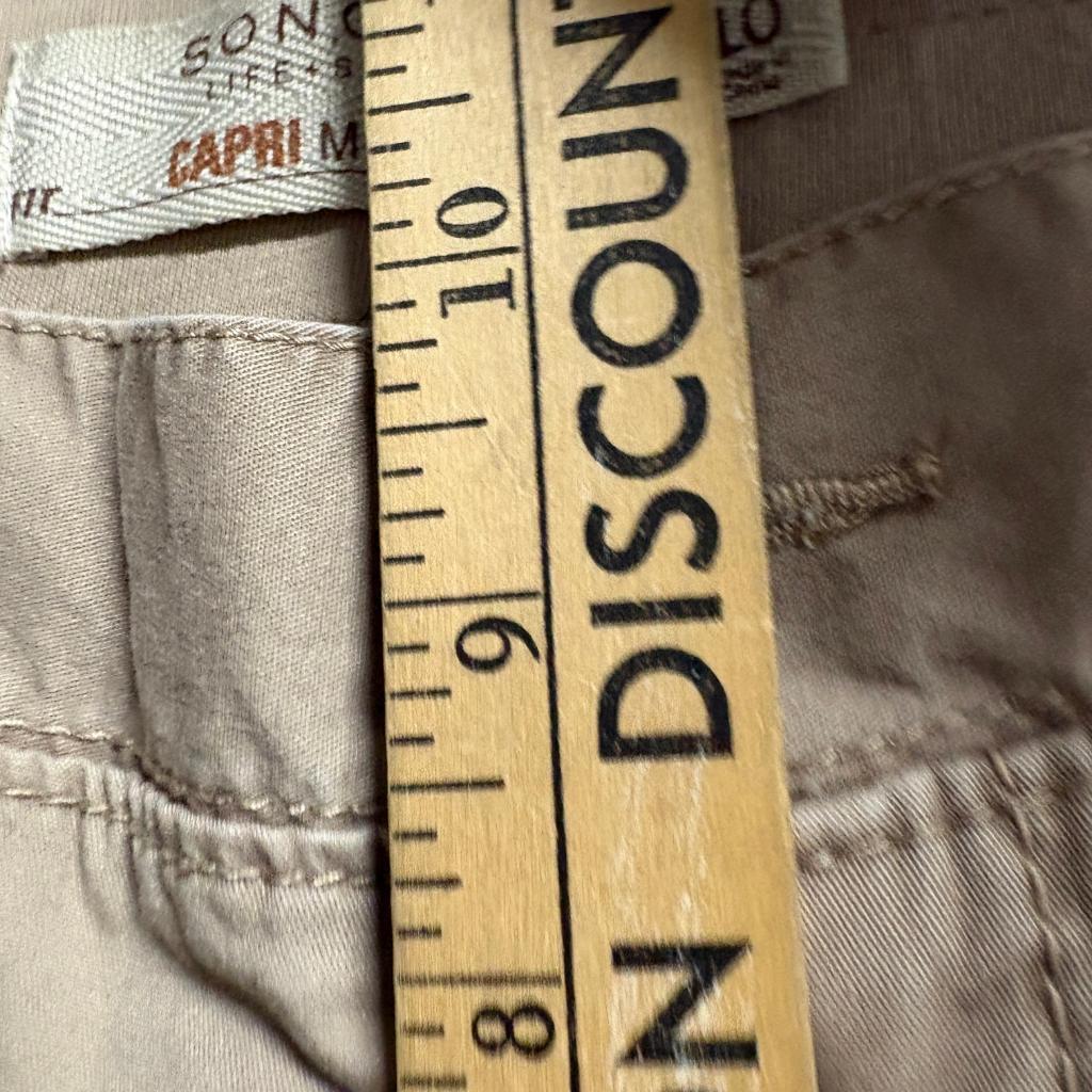 Sonoma Life Style Womens Capri Pants Size 10 Brown Cotton Blend Mid Rise Cargo