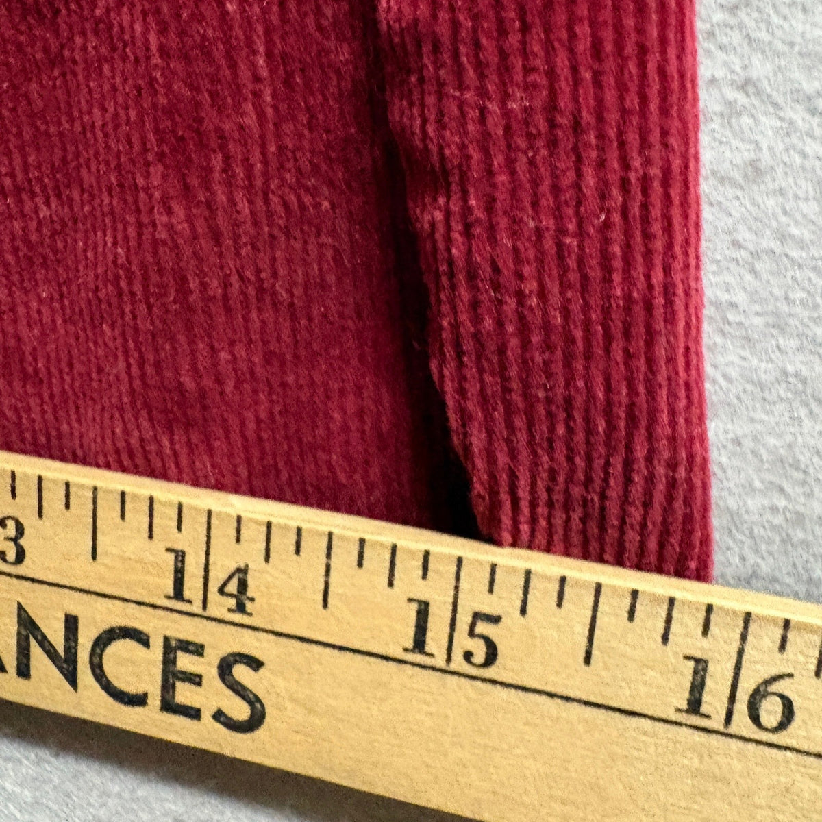Saints & Hearts Corduroy Flare Pants Large Red Raw Hem High Rise Stretch Bell