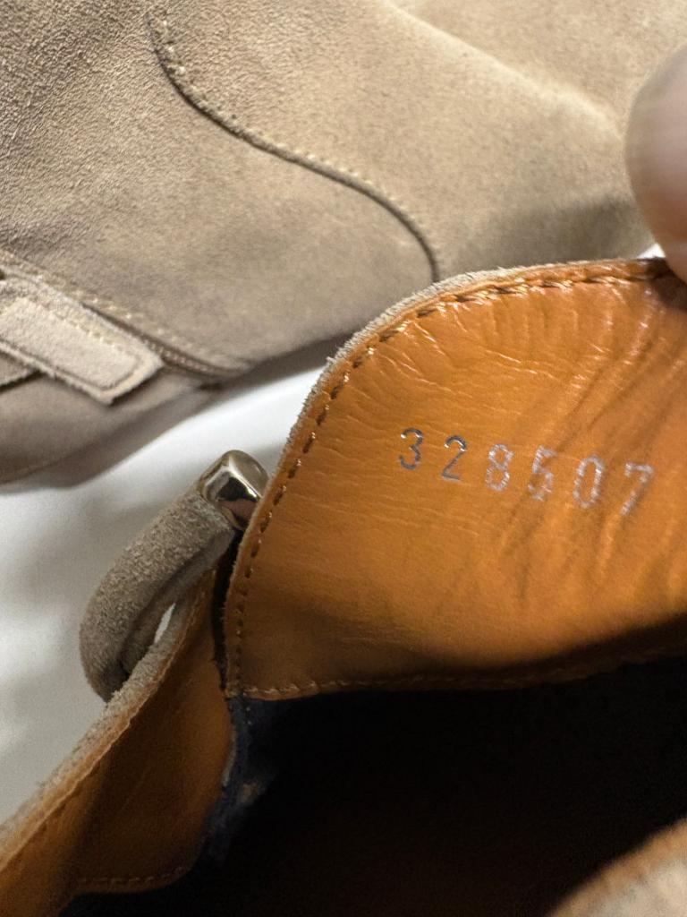Aquatalia Womens Suede Ankle Boots Taupe Beige Buckle Zip Made in Italy Size 6.5