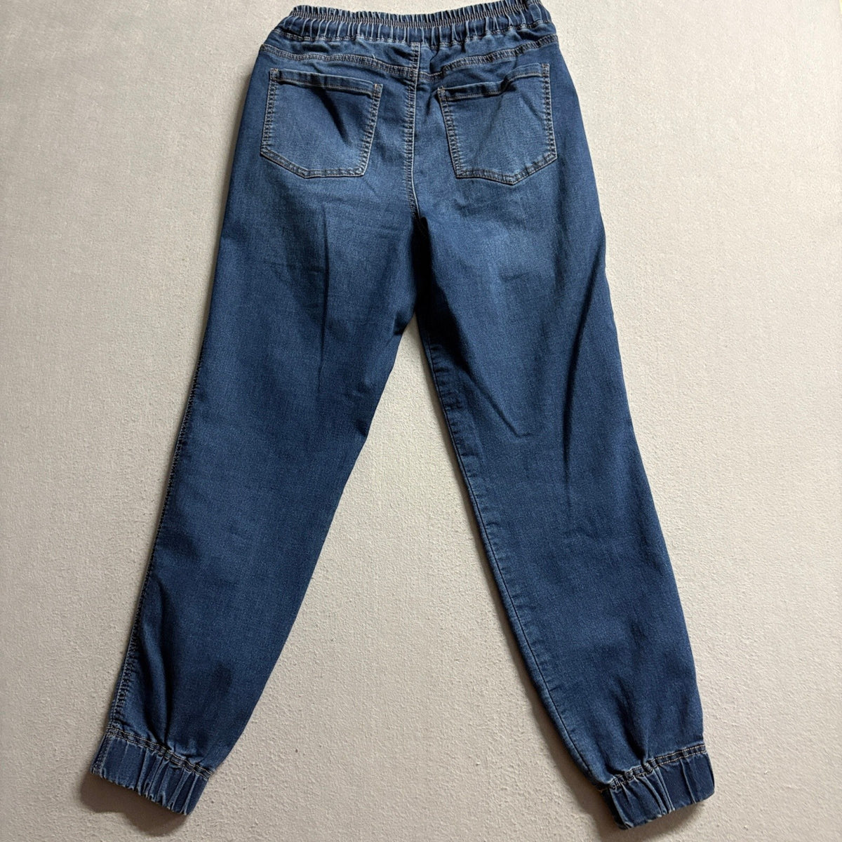 Fashion Nova Denim Joggers Womens Small Blue Elastic Drawstring Waist Jeans