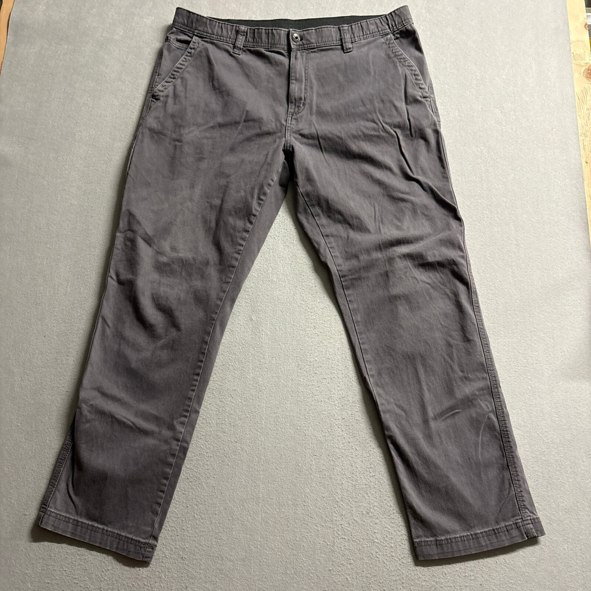 Weatherproof Mens Stretch Canvas Pants Size 40x32 Forged Iron Gray Utility Chino