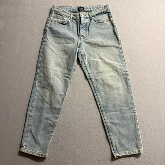 BoohooMAN Mens Jeans 30R Light Wash Blue Denim Button Fly Straight Leg Cotton