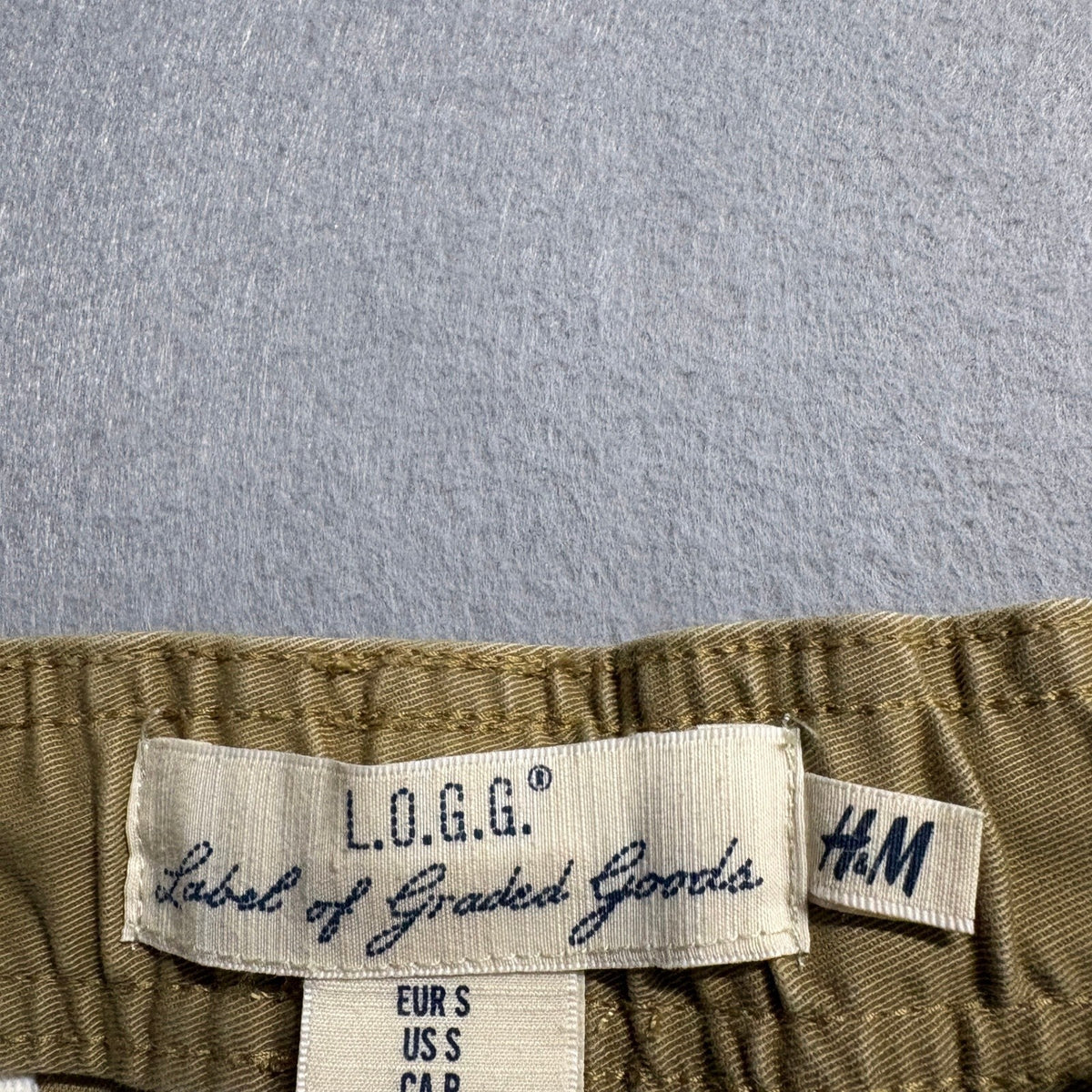 H&M LOGG Mens Small Beige Khaki Jogger Pants Slim Fit Stretch Elastic Waist Cuff