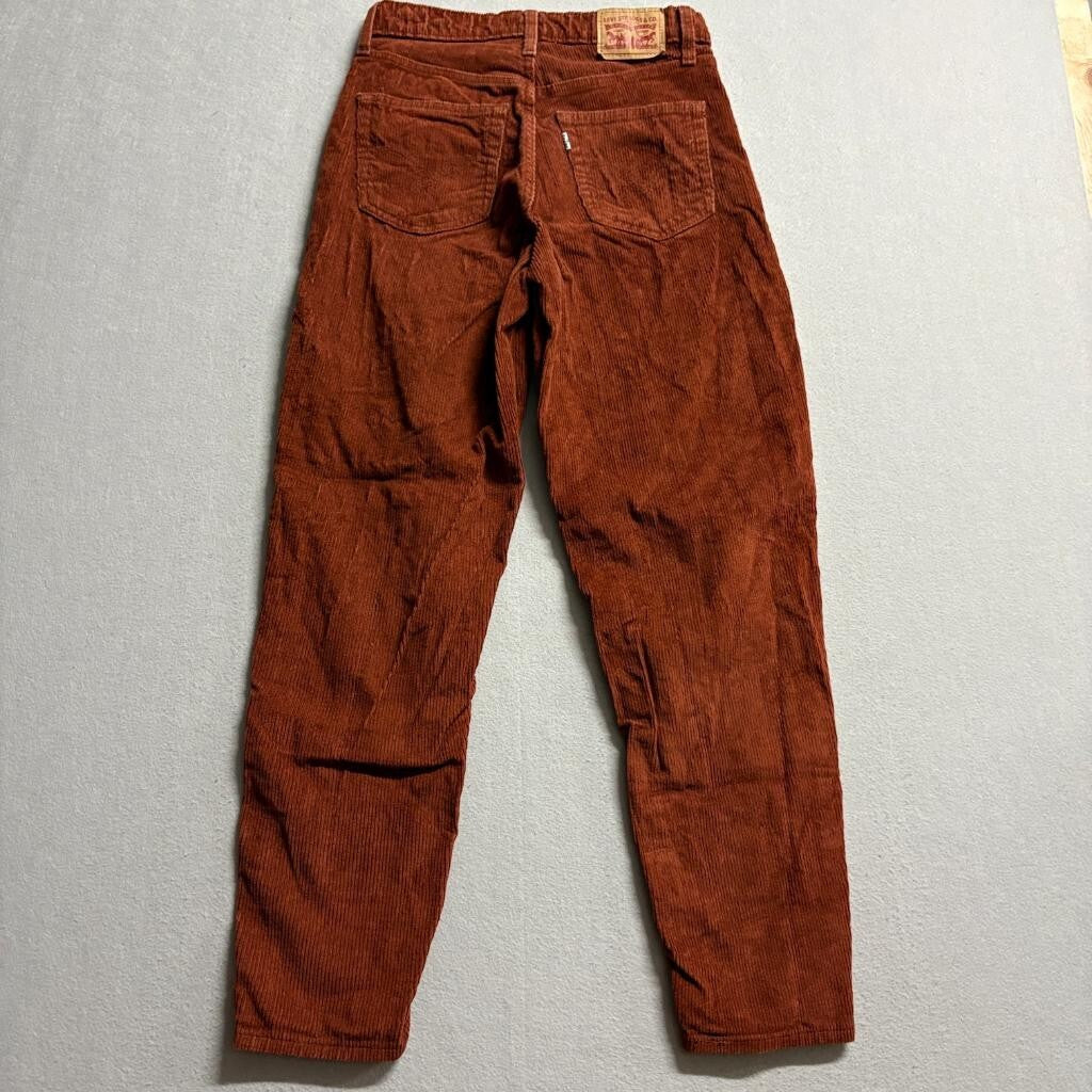 Levi's High Waisted Mom Jean Corduroy Pants Womens 26 Brown Rust Tapered Leg