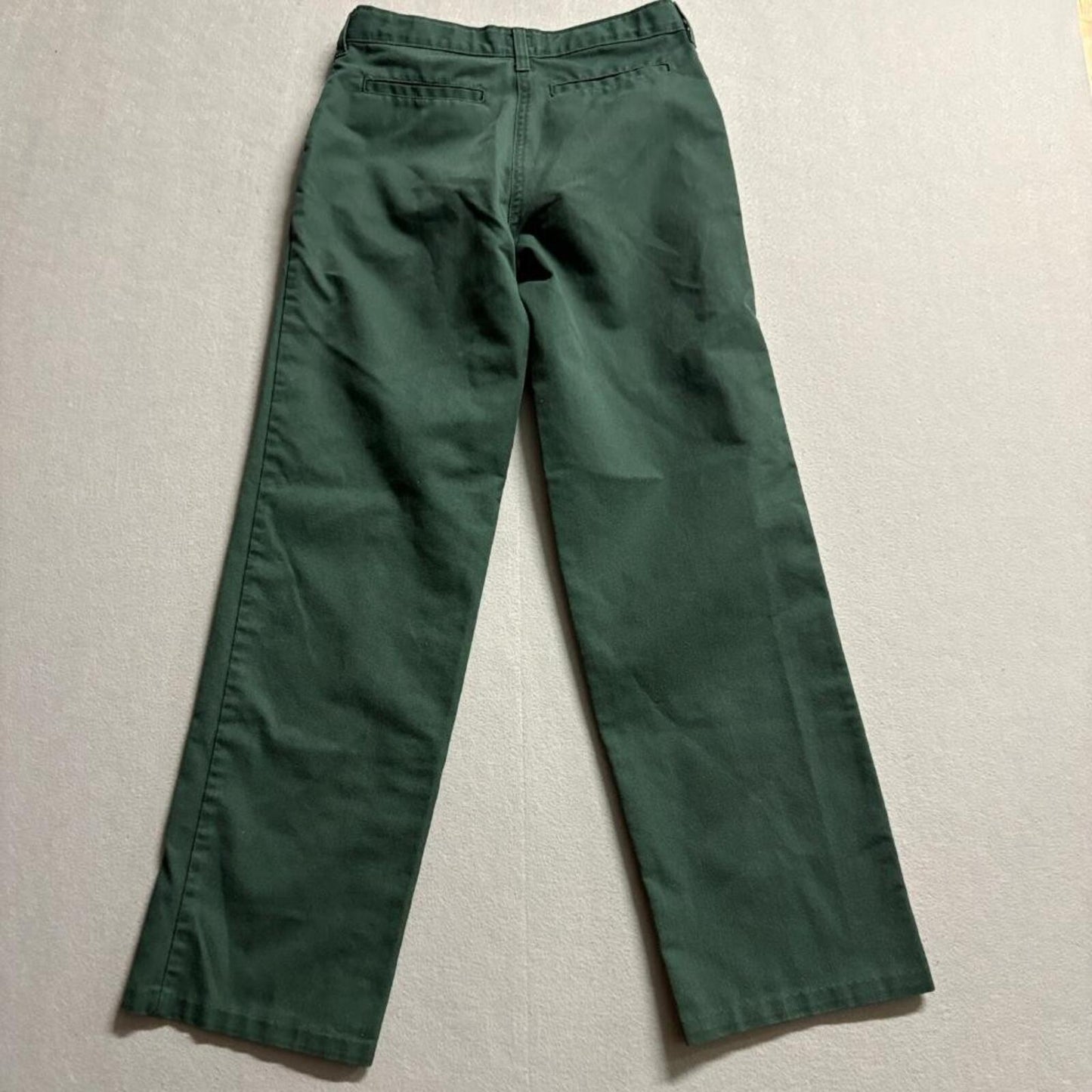 Dickies Boys Chino Pants Size 14 Green Flat Front School Uniform Workwear