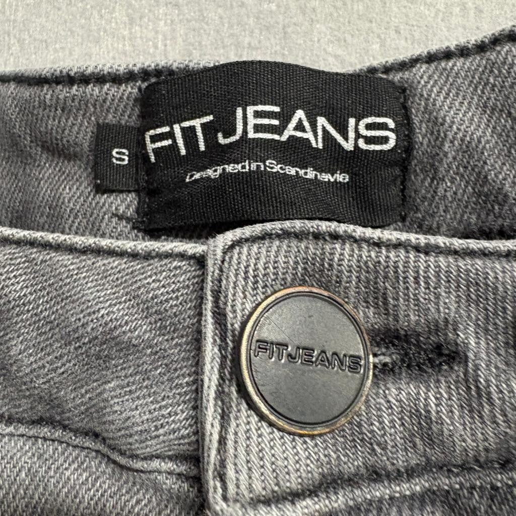 Fitjeans Womens Gray Wide Leg Jeans Size S Raw Hem High Rise Stretch Denim