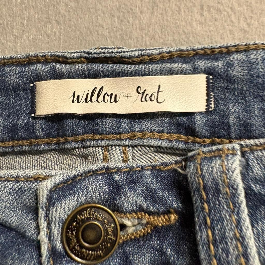 Willow & Root The Mom Jean Womens Size 25 Distressed High Rise Blue Denim Jeans