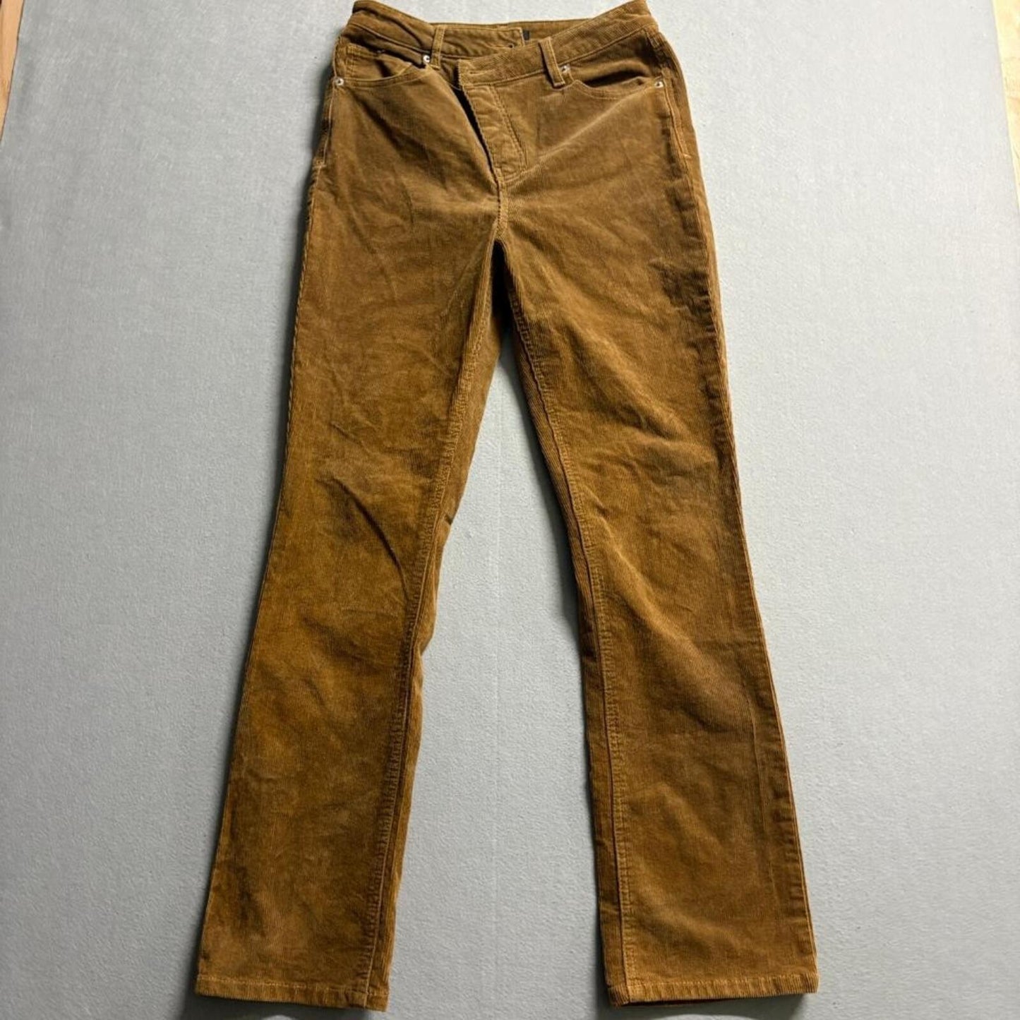 Forever 21 Corduroy Pants Womens Medium Brown Button Fly High Rise Straight Leg