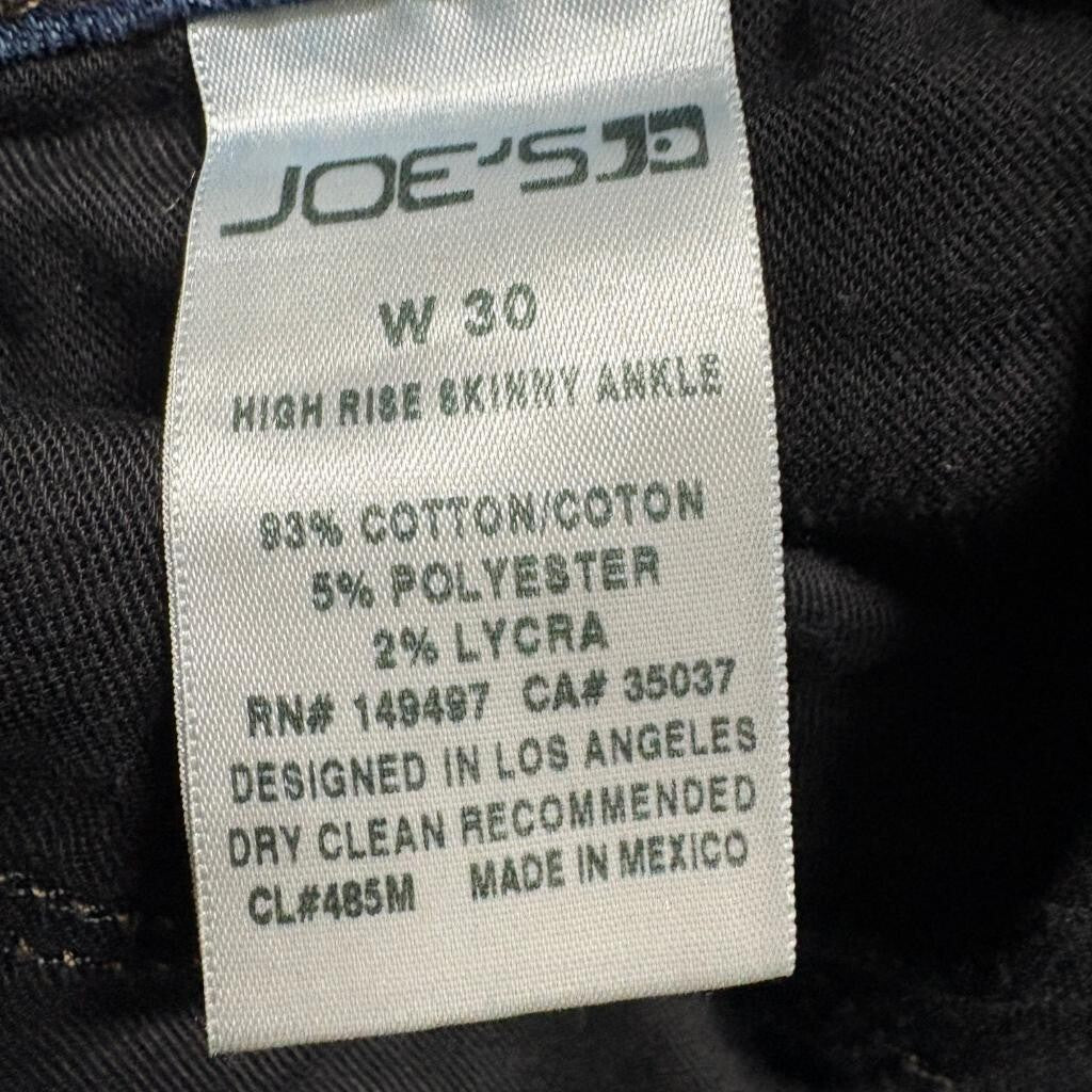 Joe's Jeans Womens High Rise Skinny Ankle Distressed Blue Denim Jeans Size 30