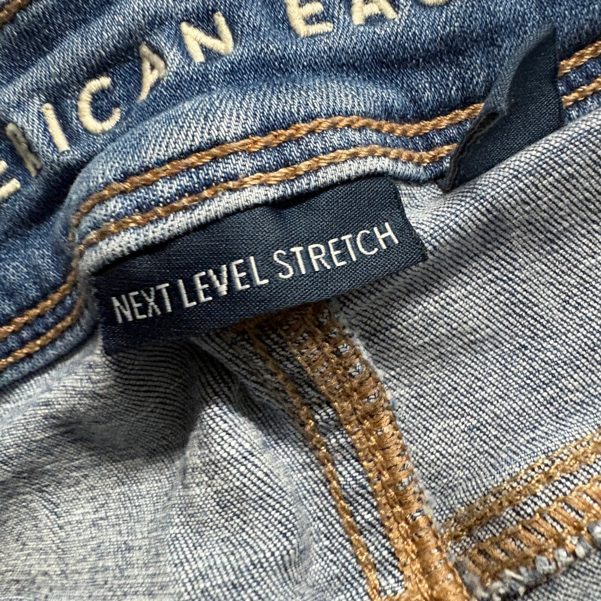 American Eagle Kick Boot Jeans Womens Size 10 Long Next Level Stretch Blue Denim