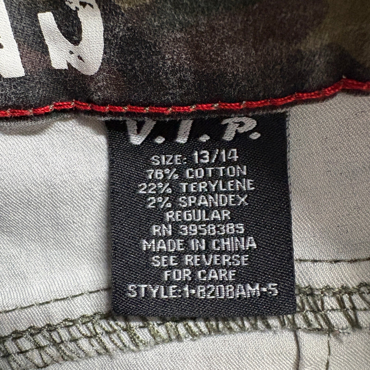 VIP Jeans Womens Camo Camouflage Stretch Skinny Pants Size 13 14 Double Button