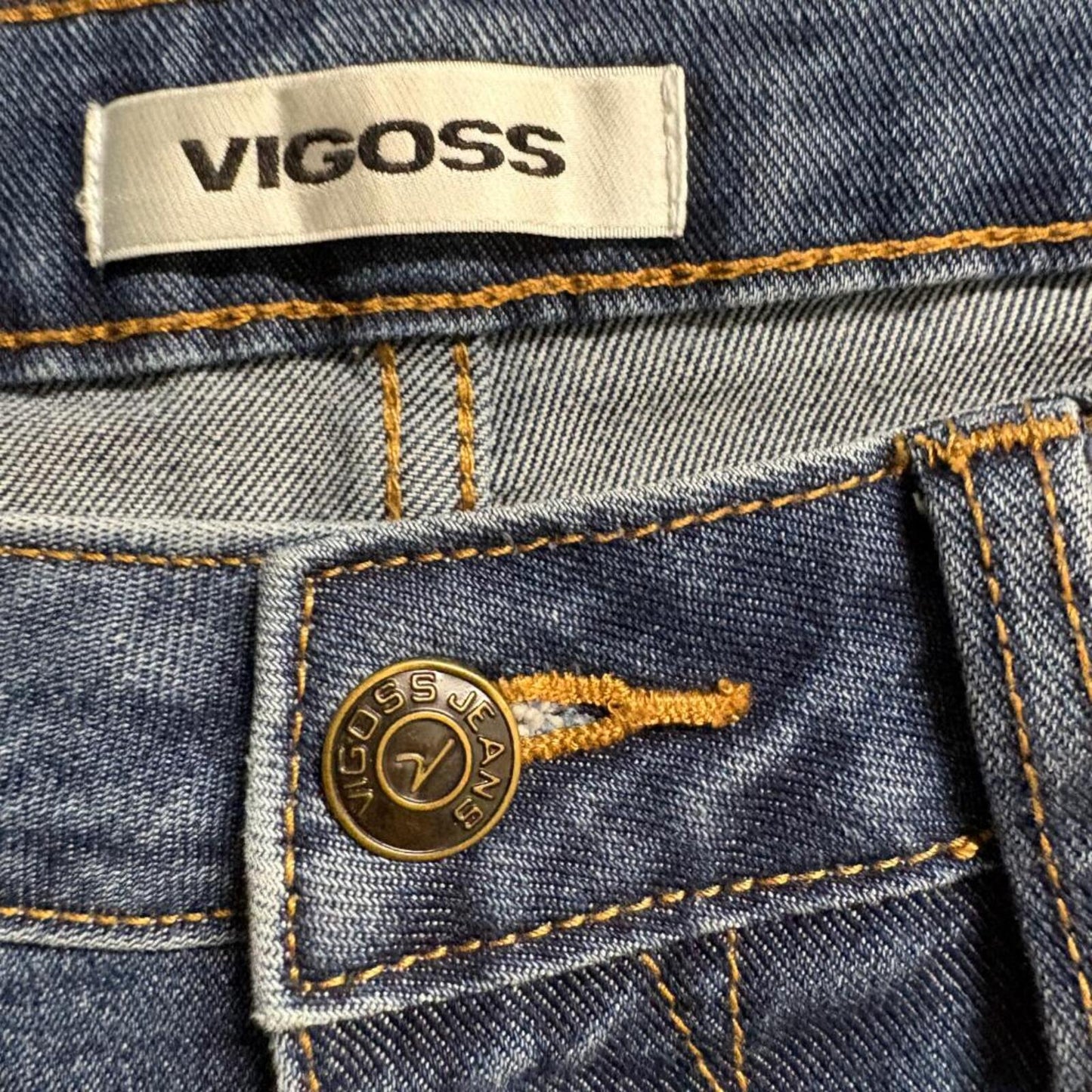 Vigoss High Rise Flare Jeans Womens Size 30 Blue Denim Stretch Wide Leg
