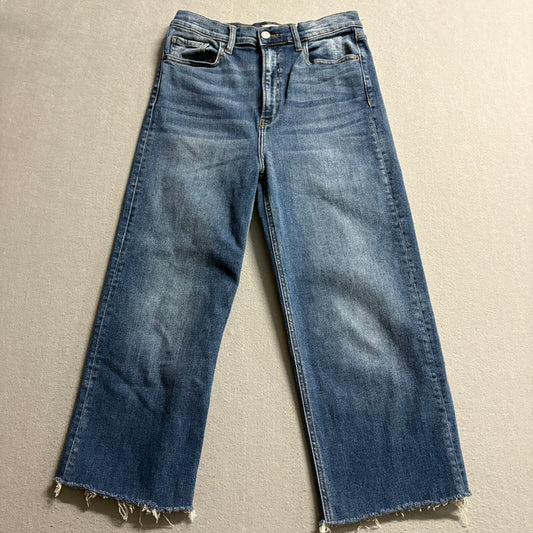 Cello Los Angeles High Rise Wide Leg Raw Hem Jeans Womens Size 11 Blue Stretch