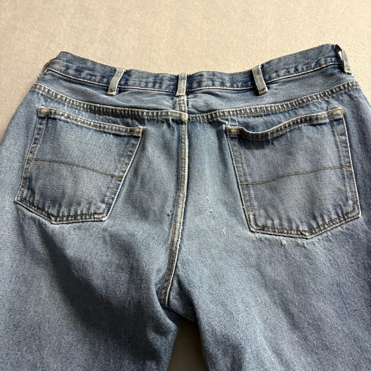 Big Mac Workwear Mens Blue Jeans 38x30 Distressed Denim Straight Leg Pants