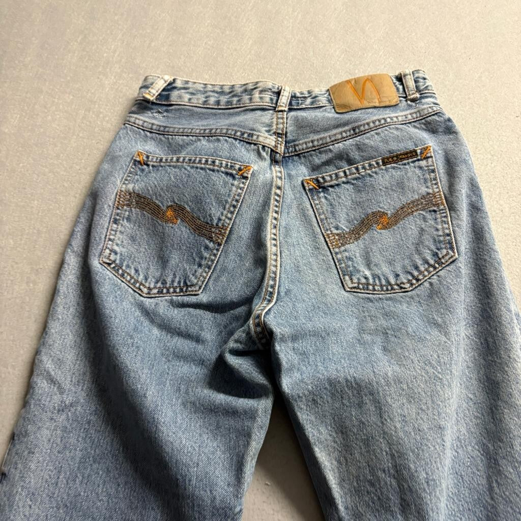 Nudie Jeans Co Mens 28x30 Blue Denim 100% Organic Cotton Straight Leg Jeans