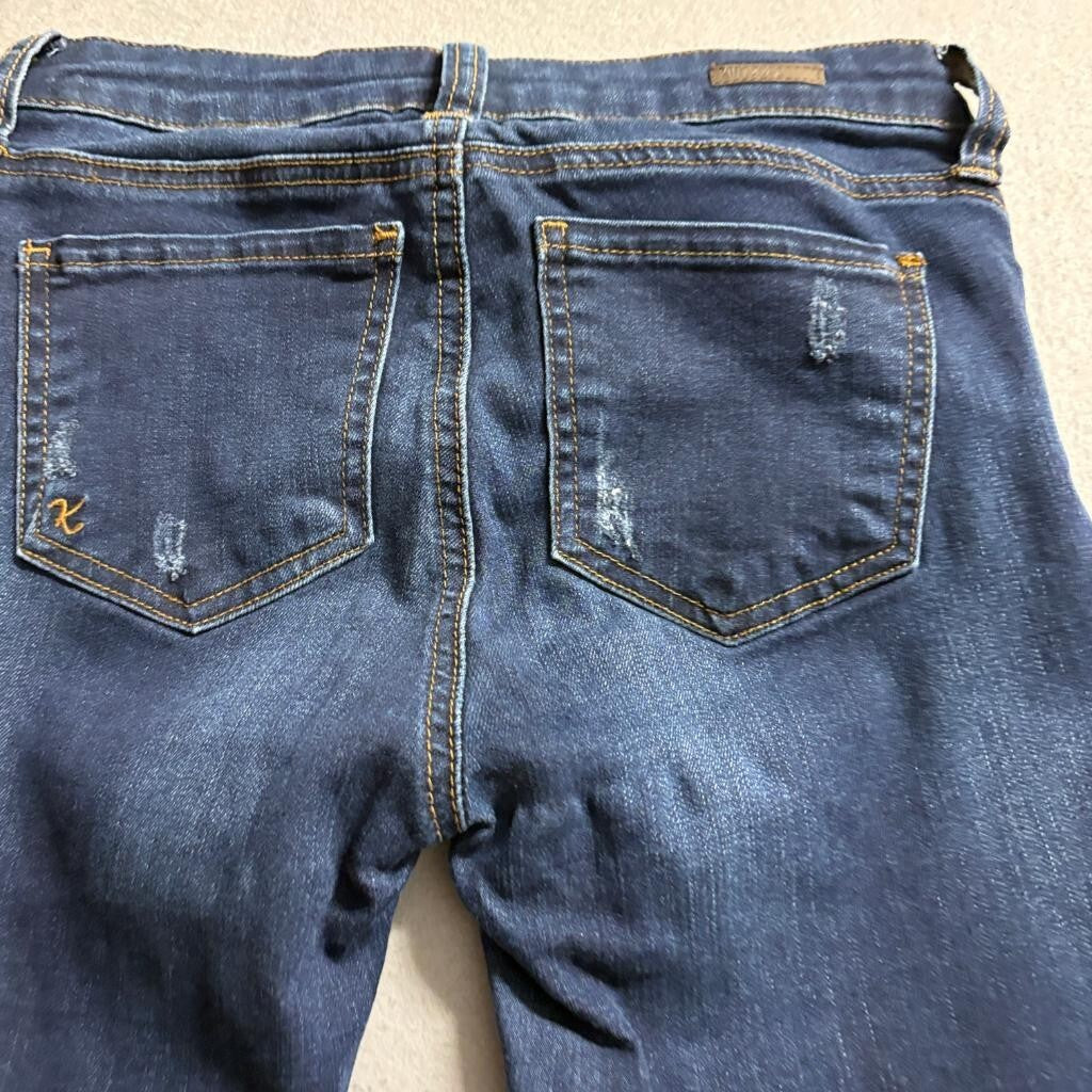 Kut from the Kloth Connie Ankle Skinny Jeans Womens Size 0 Blue Denim Frayed Hem