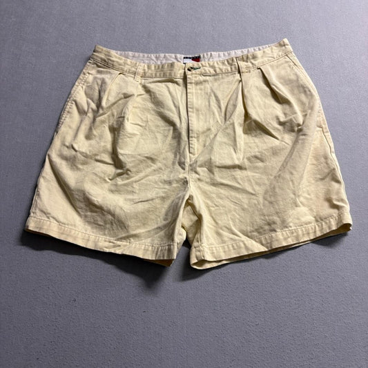Tommy Hilfiger Chino Shorts Mens 40 Yellow Cotton Pleated Front Casual