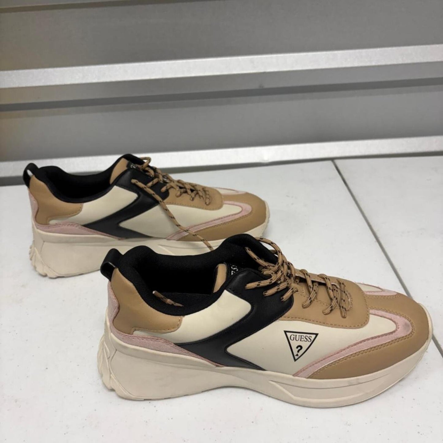 Guess WGOUST-R Womens Platform Sneakers Size 10M Beige Pink Chunky Dad Shoes