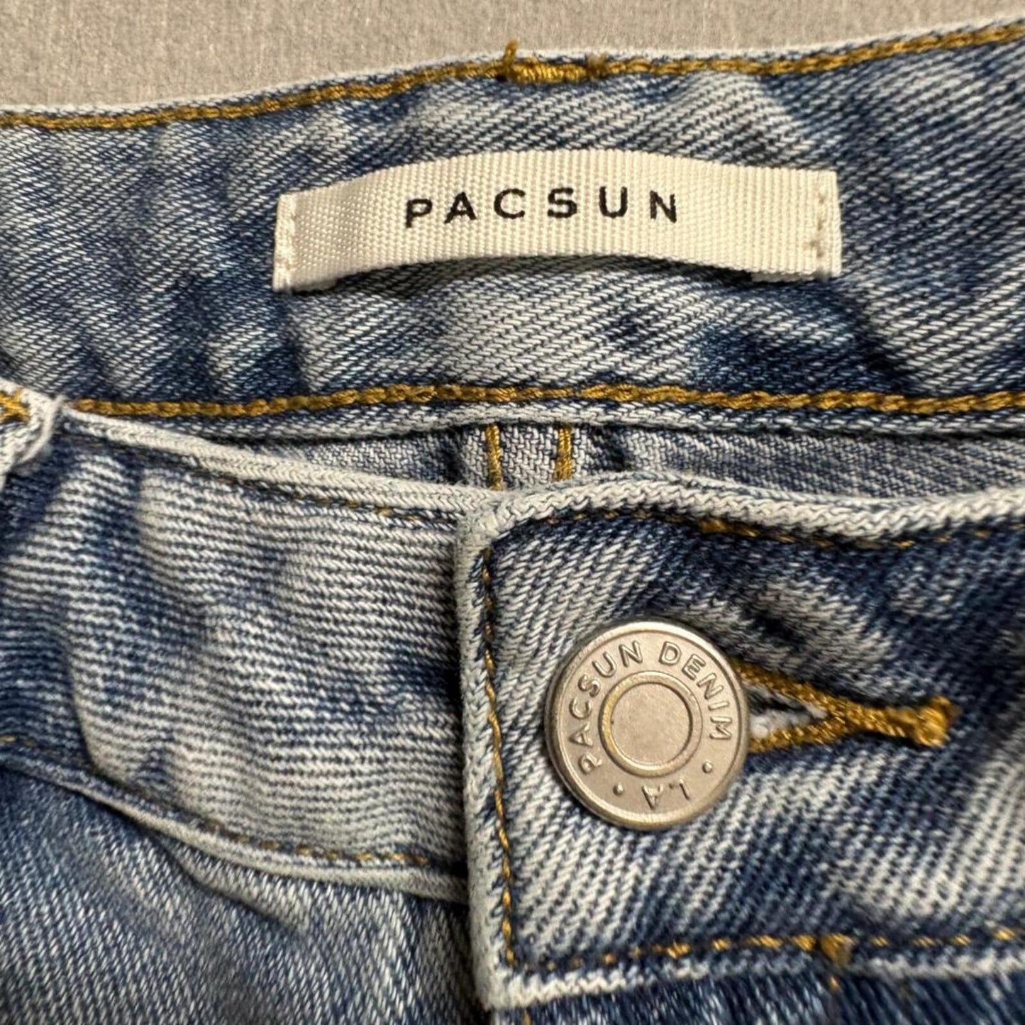 PacSun Distressed High Rise Straight Leg Jeans Womens 25 Blue Denim Cotton