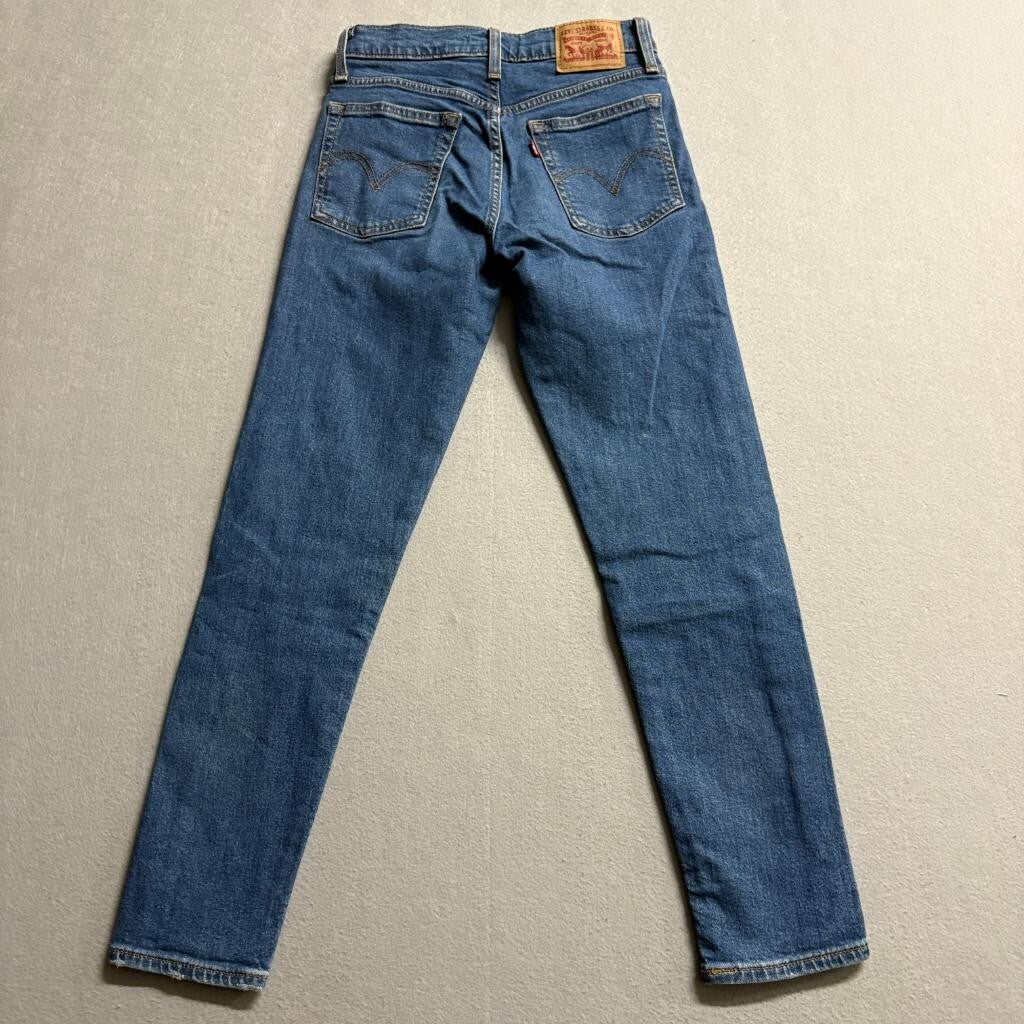 Levis Wedgie Skinny Jeans Womens 25 Blue Denim High Rise Stretch Ankle
