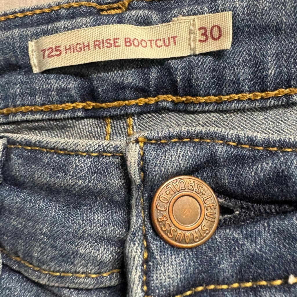 Levi's 725 High Rise Bootcut Jeans Womens 30x30 Blue Denim Stretch WaterLess