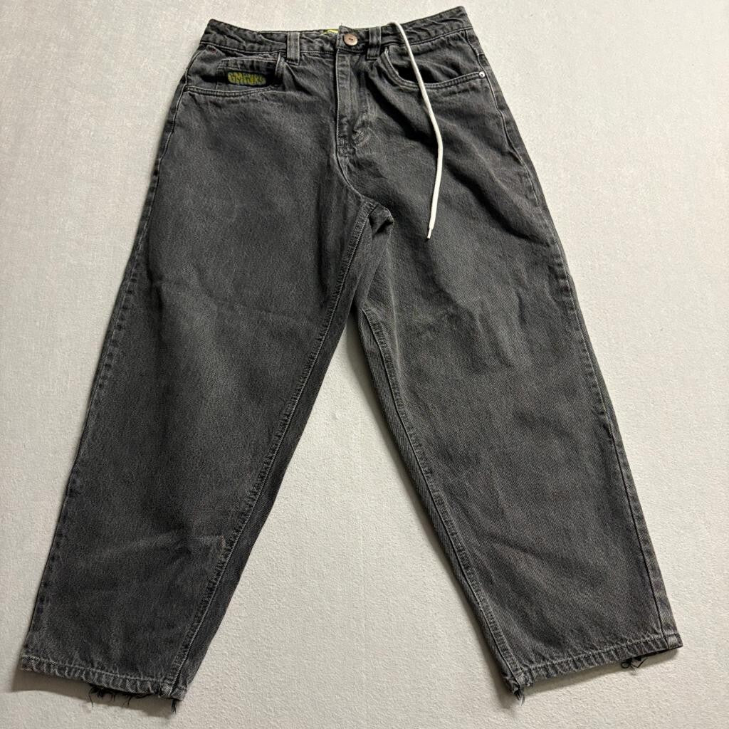 Grip Rap Jeans Womens 28 Black Denim Wide Leg Baggy Skate Y2K Grunge