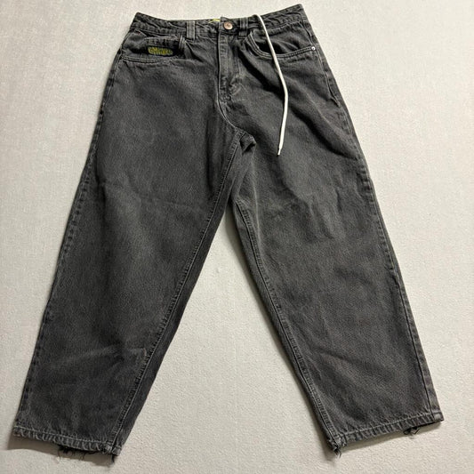 Grip Rap Jeans Womens 28 Black Denim Wide Leg Baggy Skate Y2K Grunge