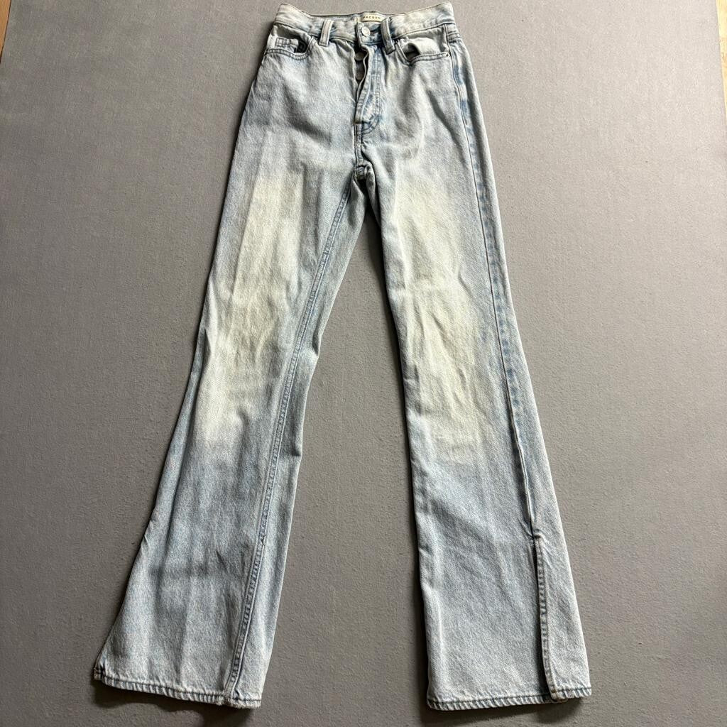 PacSun Womens High Rise Flare Jeans Light Wash Side Slit Denim Size 23