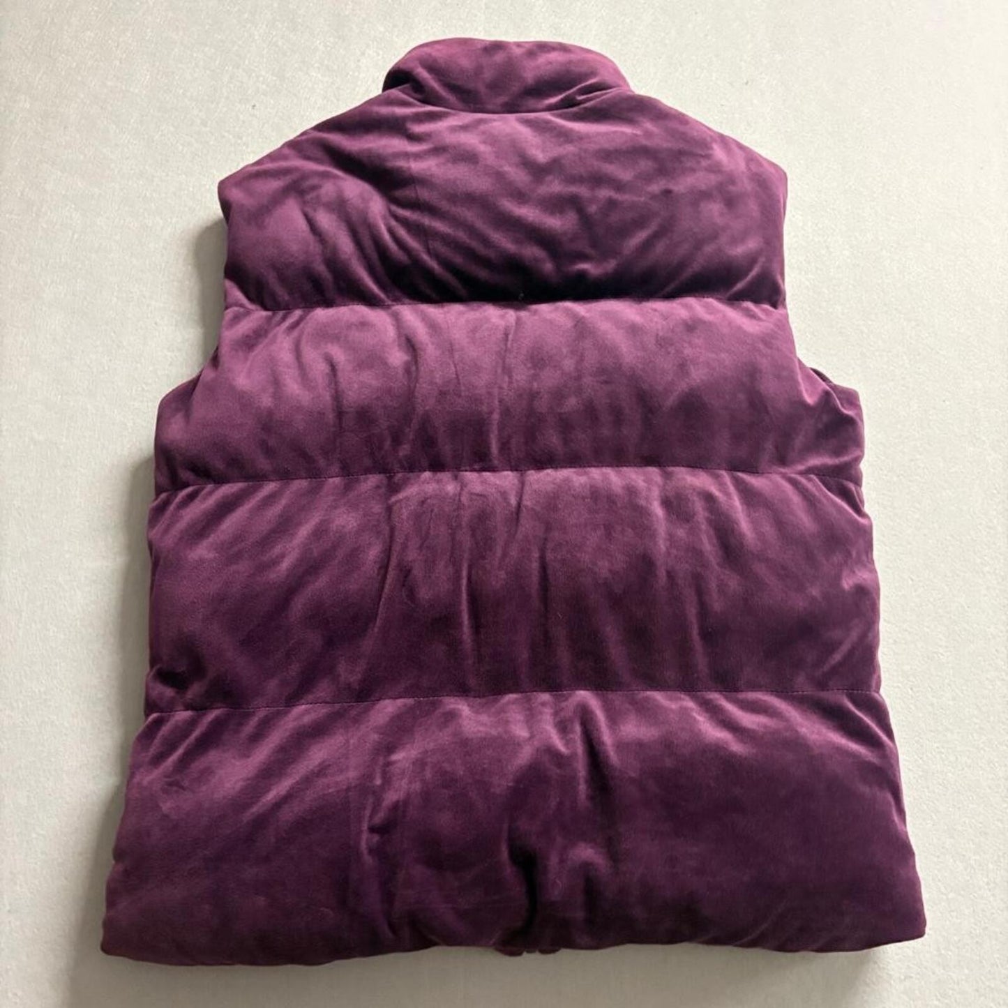 BoohooMAN Velvet Puffer Vest Mens Medium Purple Velour Padded Sleeveless Jacket