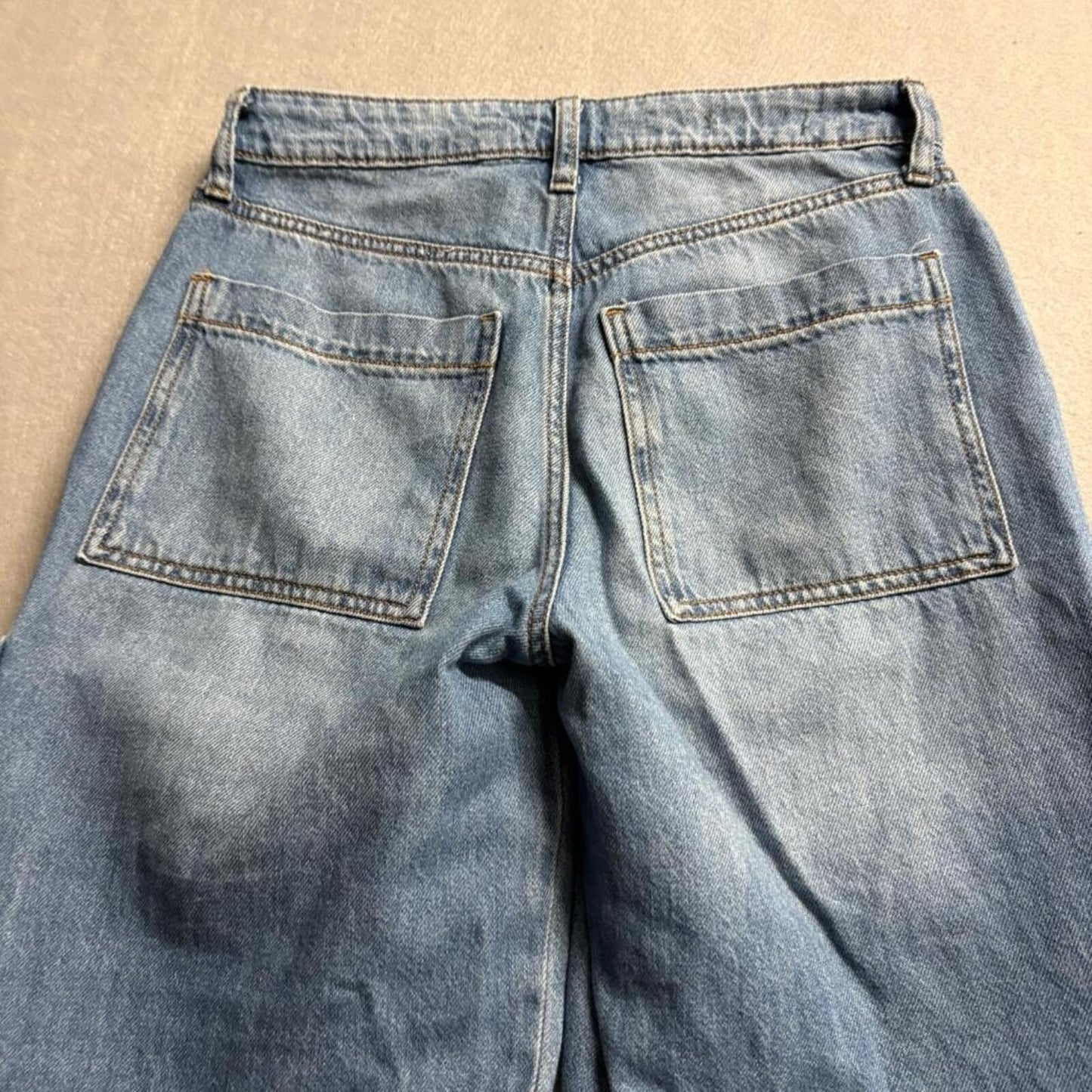 Wild Fable Mid Rise Baggy Cargo Jeans Womens Size 0 Blue Denim Wide Leg Pants