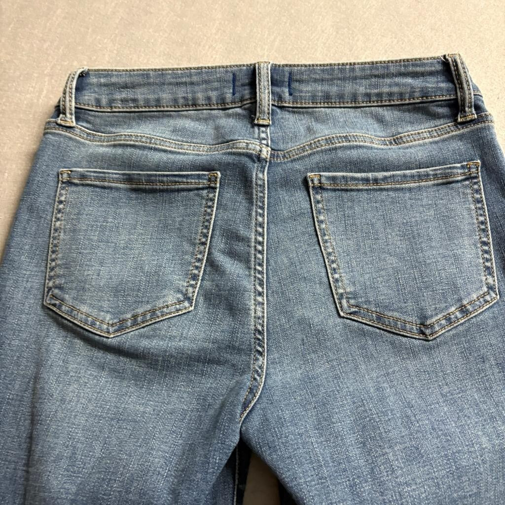 Studio Blue Flare Jeans Womens 29 Blue Denim High Rise Raw Hem Stretch