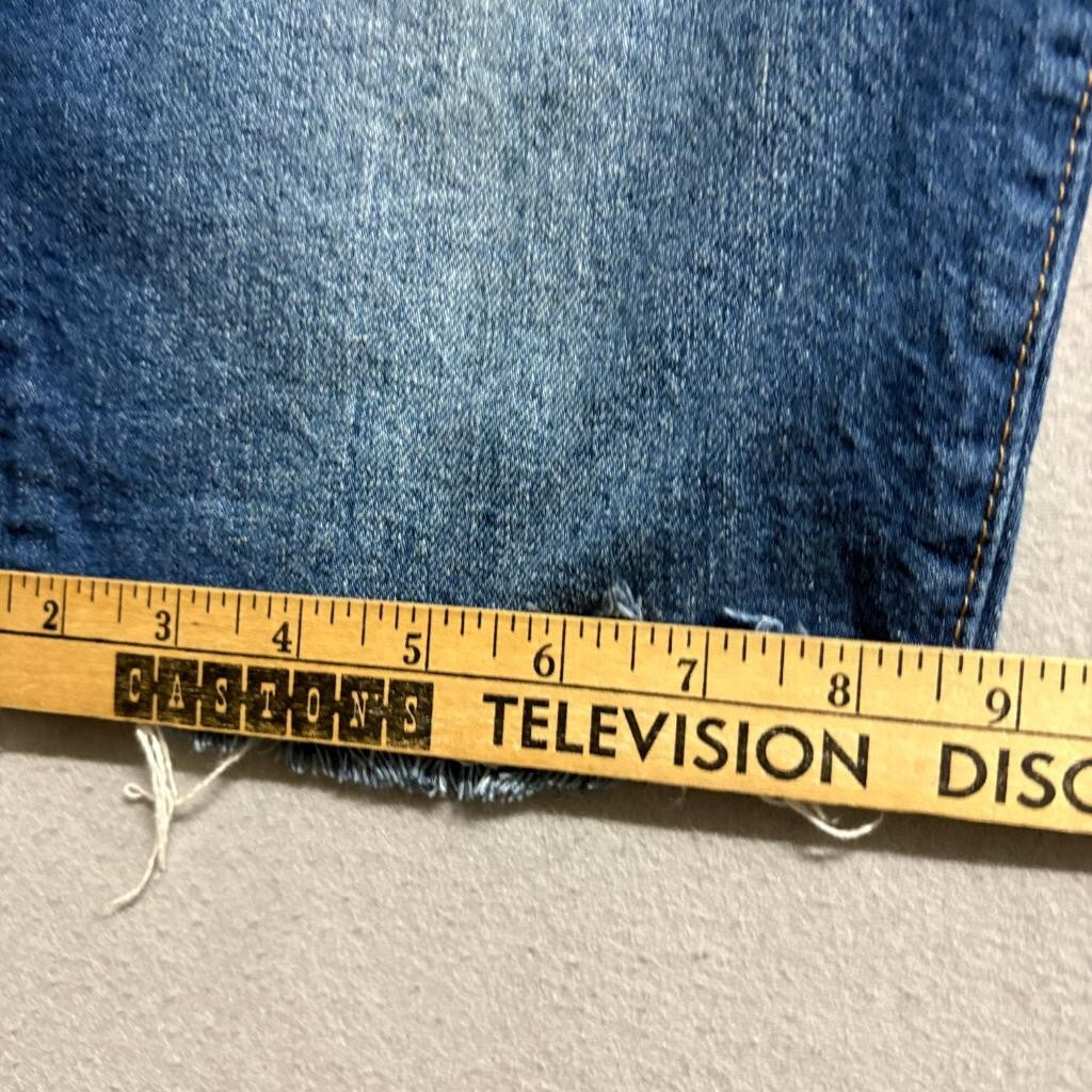 Loft Denim Bermuda Shorts Womens Size 27 4 Blue Jean Frayed Raw Hem Cut Off