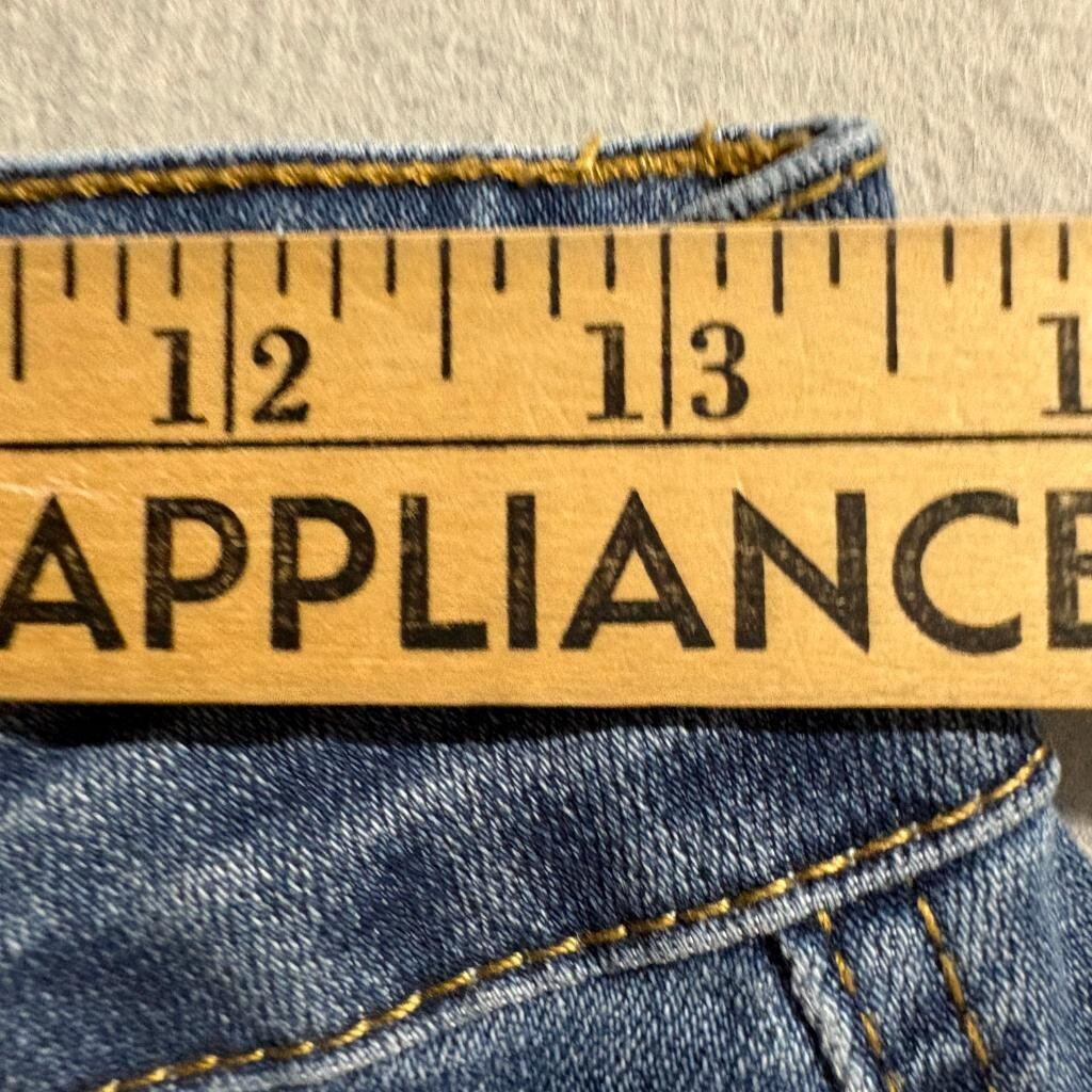 Sandpiper Petite Flare Jeans Womens 6P Blue Denim Stretch Patch Pocket Mid Rise
