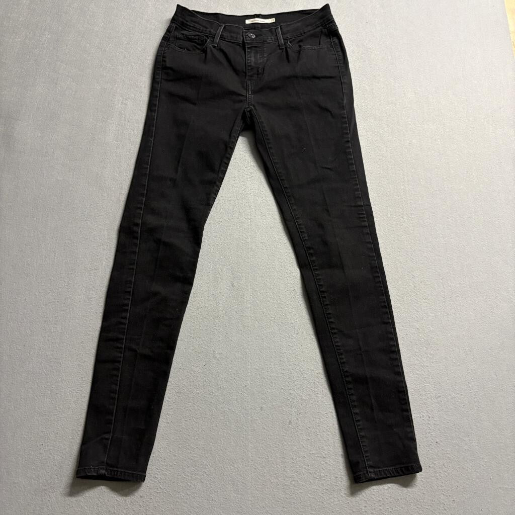 Levis 710 Super Skinny Jeans Womens 29x30 Black Denim Mid Rise Stretch