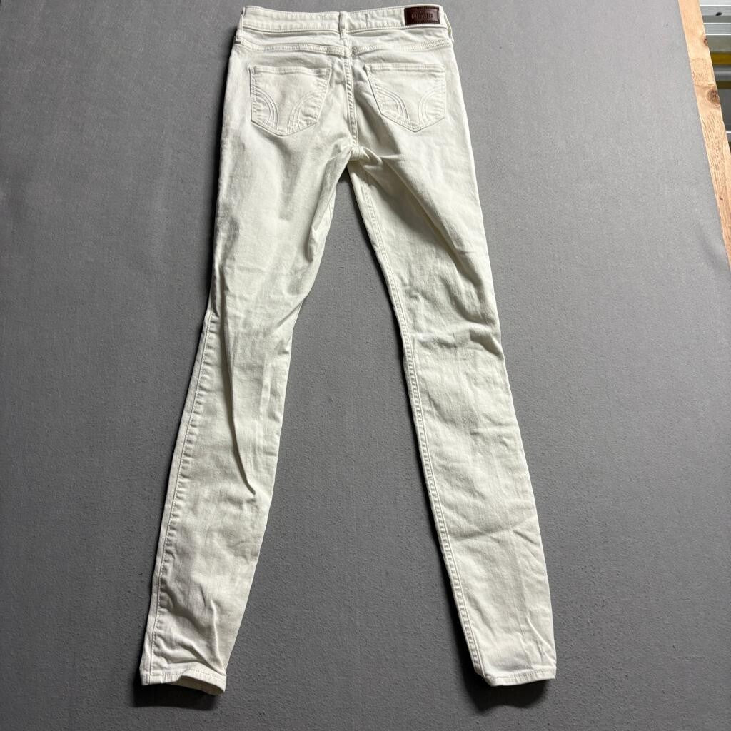 Hollister High Rise Super Skinny Jeans Womens 5L W27 L32 Off White Distressed