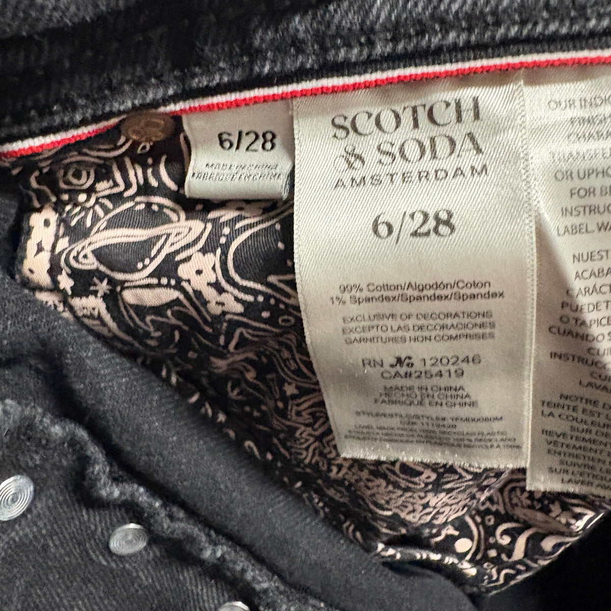 Scotch and Soda The Current Actuel Jeans Womens 6/28 Black High Rise Straight