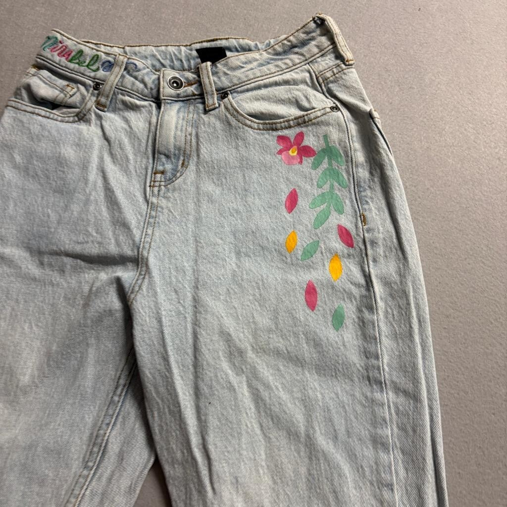 Disney Encanto Mirabel Graphic Jeans Womens Size 1 Light Wash Denim Skinny