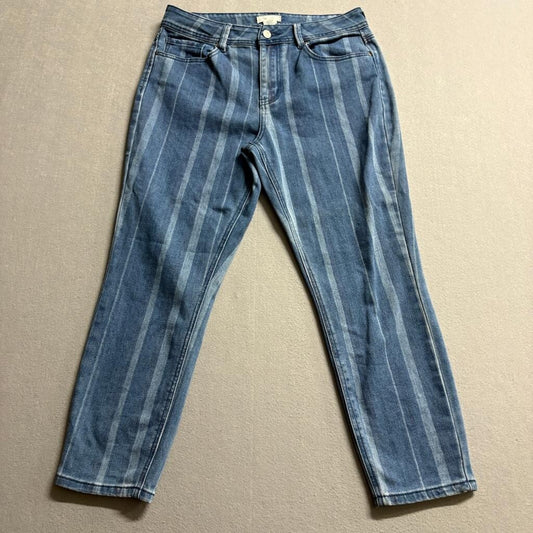 Sky and Sparrow Striped Jeans Womens Size 11 Blue Denim High Rise Ankle Crop