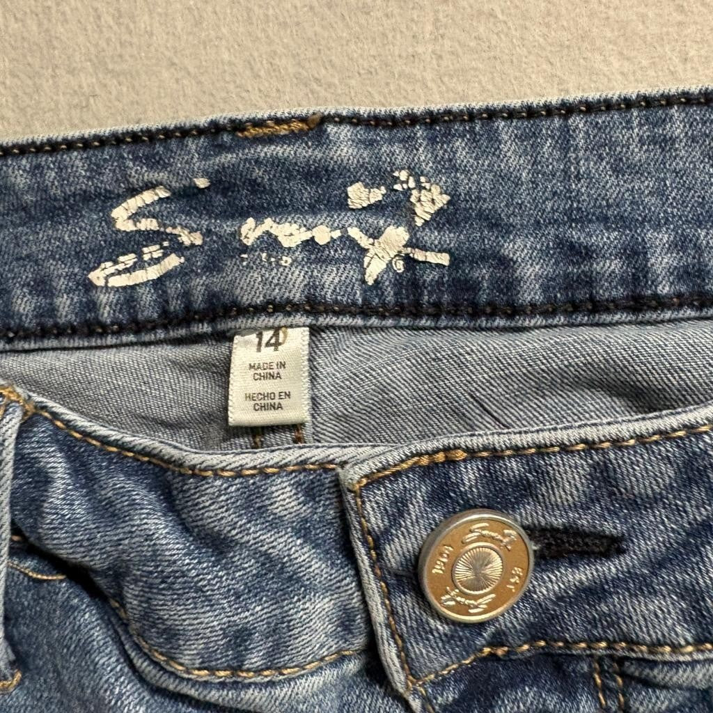 Seven7 Womens Denim Shorts Size 14 Blue Raw Hem Frayed Stretch Jean Shorts