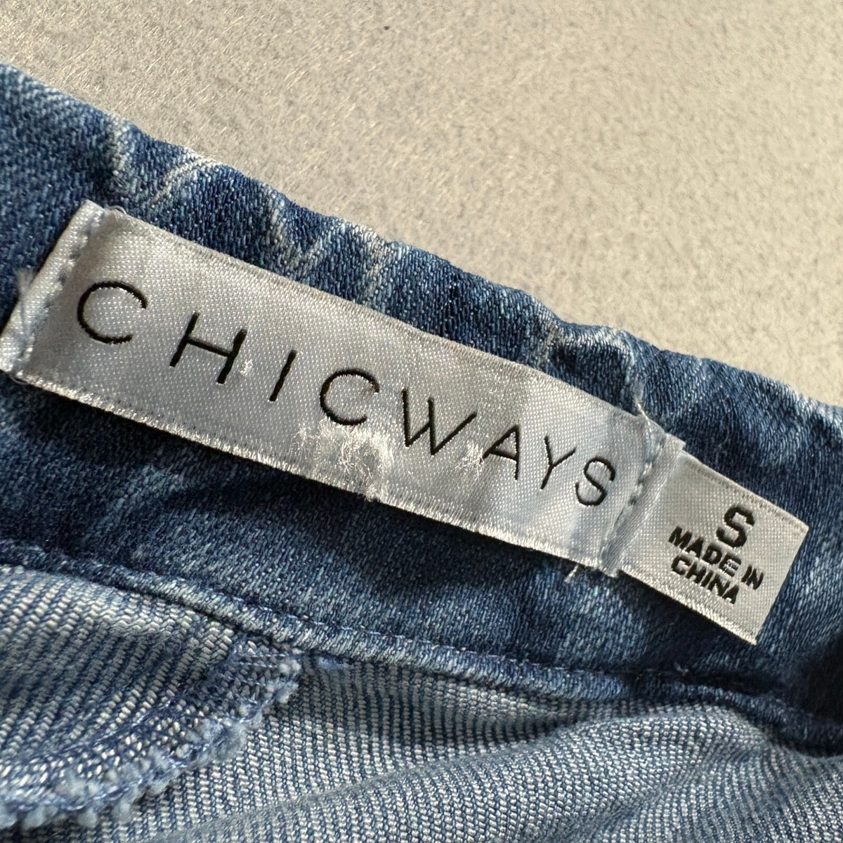 Chicways Womens Wide Leg Jeans Size S Blue Denim Elastic Back High Rise Stretch