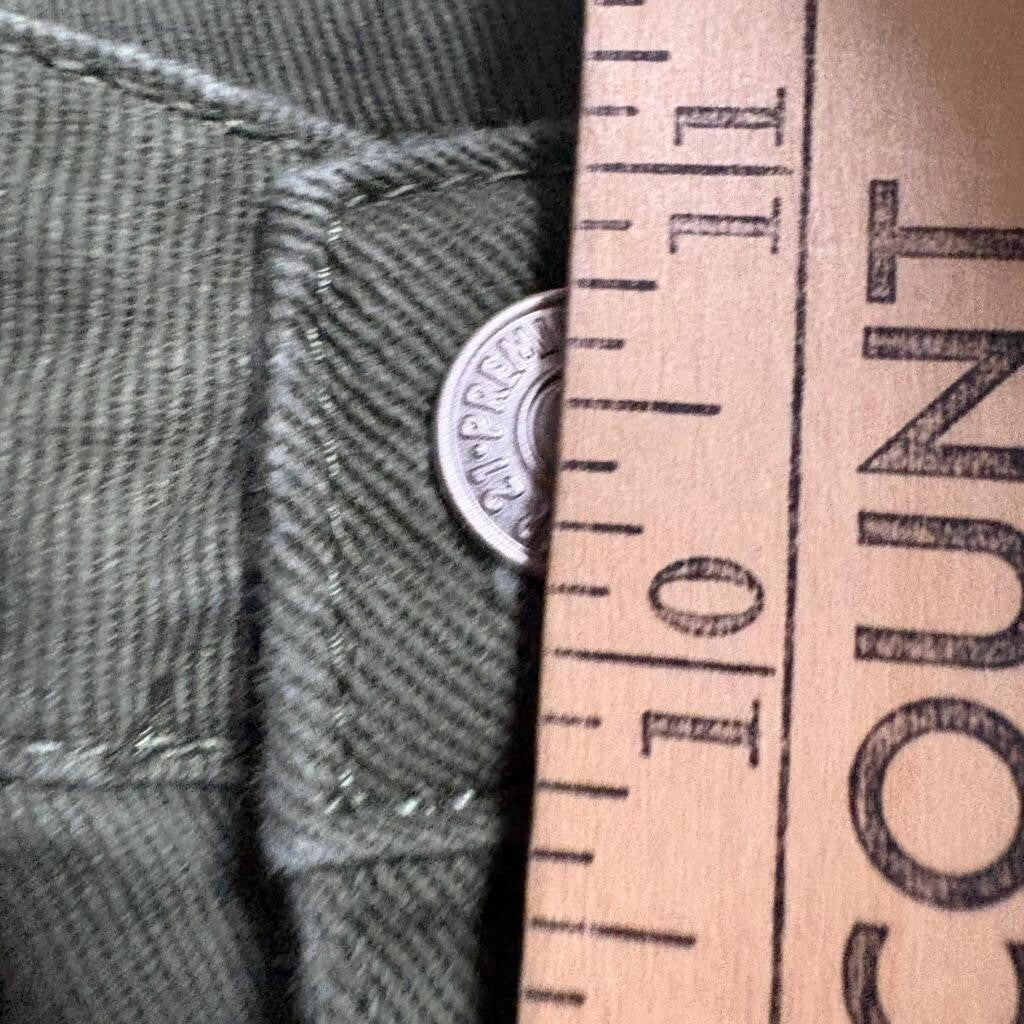 Forever 21 Premium Denim Cargo Pants Womens Small Green Cotton Wide Leg Utility