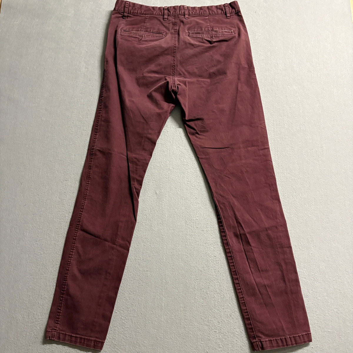 H&M LOGG Chino Pants Mens 32 Maroon Burgundy Stretch Cotton Casual Trousers