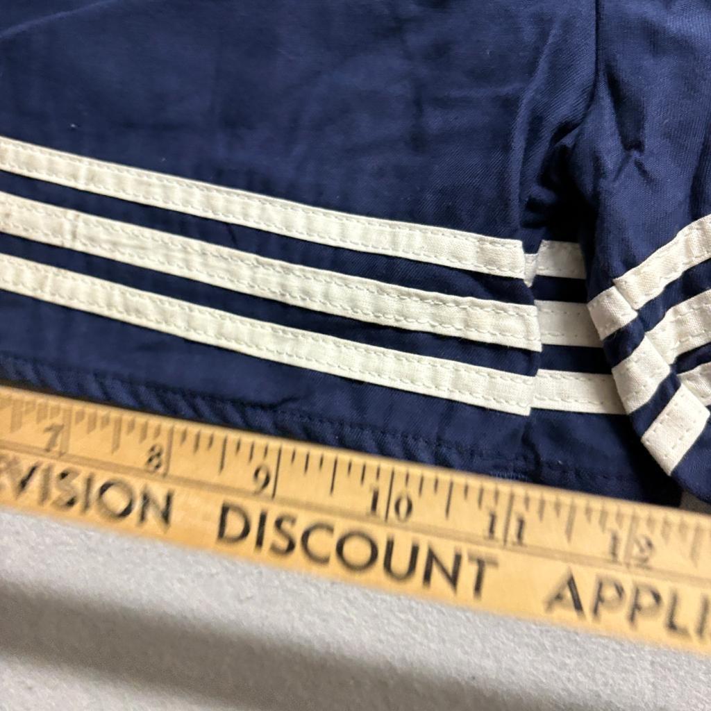 Vintage Key Elements Mens Large Navy Blue White Stripe Athletic Shorts Made in
